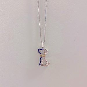 Beautiful Dog Necklace with Sapphire & Gold
